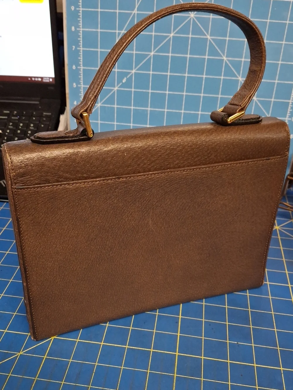 Vintage Valentino Garavani vintage brown leather top handle bag Preloved